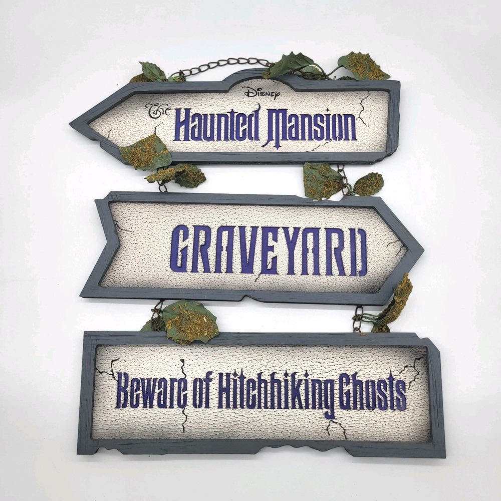Disney Haunted Mansion Graveyard Sign Spirit Halloween Hitchhiking Ghosts New